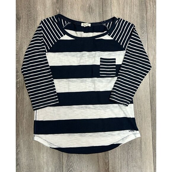 Women's AEROPOSTALE Stretch Long Sleeve WHITE & BLACK Striped Shirt Cotton large - Picture 3 of 7